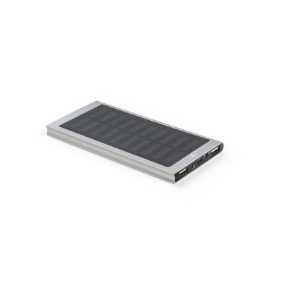 CLERK. 8.000 mAh power bank with solar panel in 100 recycled aluminium